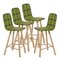 Tria Stools, High Back, Upholstered Nord Wool, Green by Colé Italia, Set of 4, Image 7