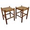 Mid-Century Italian Carved Wood and Cord Stools, 1960s, Set of 2, Image 1