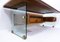 Mid-Century Modern Glass Wood Leather and Bronze Desk by Tosi, Italy, 1968 5