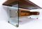 Mid-Century Modern Glass Wood Leather and Bronze Desk by Tosi, Italy, 1968, Image 5