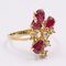 18k Yellow Gold Ring with Teardrop Rubies 1.5ctw and Diamonds 0.10ctw, 1970s 2