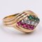 18k Yellow Gold Ring with Diamonds Rubies and Emeralds, 1960s 2