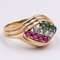 18k Yellow Gold Ring with Diamonds Rubies and Emeralds, 1960s, Image 2