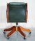 Slim Green Leather Custom Made Chesterfield Buttoned Captains Directors Armchair, Image 12