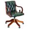 Slim Green Leather Custom Made Chesterfield Buttoned Captains Directors Armchair, Image 1