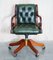 Slim Green Leather Custom Made Chesterfield Buttoned Captains Directors Armchair 2