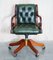 Slim Green Leather Custom Made Chesterfield Buttoned Captains Directors Armchair, Image 2