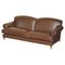 Divano grande marrone massiccio con rotelle in ottone nello stile di Howard & Sons, Immagine 1