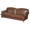 Large Contemporary Solid Brown Sofa with Brass Castors in the Style of Howard & Sons 1