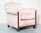 Victorian Pink Silk Upholstery Sofa & Armchair Suite with Hand Carved Goat Hoof Feet, Set of 3 3