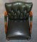 Fauteuil de Direction Chesterfield Vintage en Cuir Vert 5