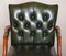 Vintage Aged Regency Green Leather Chesterfield Tufted Office Directors Armchair 3