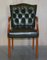 Fauteuil de Direction Chesterfield Vintage en Cuir Vert 2