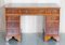 Vintage Green Leather Walnut Twin Pedestal Traditional Partner Desk 2