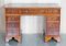 Vintage Green Leather Walnut Twin Pedestal Traditional Partner Desk, Image 2