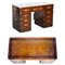 Brown Leather Hand Dyed Military Campaign Partners Pedestal Desk, Image 2