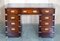 Brown Leather Hand Dyed Military Campaign Partners Pedestal Desk 3