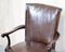 Antique Brown Leather Swivel Captains Chair with Claw & Ball Feet from Thomas Chippendale 4