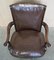 Antique Brown Leather Swivel Captains Chair with Claw & Ball Feet from Thomas Chippendale, Image 5