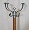 Brown Leather Heavy Chrome Frame Hand Stitched Coat & Hat Stand or Rack, Image 3