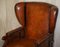 Brown Leather Hand Dyed Adjustable Reclining Easy Armchair from J Foot & Son 7