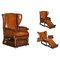 Brown Leather Hand Dyed Adjustable Reclining Easy Armchair from J Foot & Son, Image 2