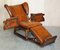 Brown Leather Hand Dyed Adjustable Reclining Easy Armchair from J Foot & Son, Image 14