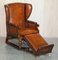 Brown Leather Hand Dyed Adjustable Reclining Easy Armchair from J Foot & Son, Image 11