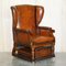 Brown Leather Hand Dyed Adjustable Reclining Easy Armchair from J Foot & Son 1