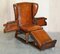 Brown Leather Hand Dyed Adjustable Reclining Easy Armchair from J Foot & Son, Image 13