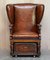 Brown Leather Hand Dyed Adjustable Reclining Easy Armchair from J Foot & Son 3