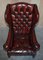 Leather Flat Arm Chesterfield Wingback Bordeaux Armchairs from William Morris, Set of 2 6