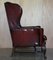 Leather Flat Arm Chesterfield Wingback Bordeaux Armchairs from William Morris, Set of 2 13