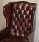 Leather Flat Arm Chesterfield Wingback Bordeaux Armchairs from William Morris, Set of 2 18