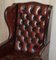Leather Flat Arm Chesterfield Wingback Bordeaux Armchairs from William Morris, Set of 2, Image 18