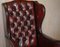 Leather Flat Arm Chesterfield Wingback Bordeaux Armchairs from William Morris, Set of 2, Image 4