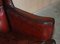 Poltrone alate Chesterfield in pelle bordeaux di William Morris, set di 2, Immagine 9