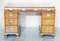 Antiker viktorianischer Partner-Schreibtisch aus braunem Leder & Nussholz 3
