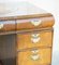Antique Victorian Brown Leather Burr Walnut Cushion Drawer Partner Desk 8