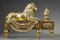 Andirons with Lions in bronzo dorato e cesellato, set di 2, Immagine 3