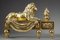 Andirons with Lions in Gilded & Chiseled Bronze, Set of 2 3