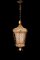 Mid-Century Venetian Mouth-Blown Glass Lantern in Gold Painted Metal Frame, 1940s, Image 4