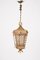 Mid-Century Venetian Mouth-Blown Glass Lantern in Gold Painted Metal Frame, 1940s, Image 7