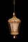 Mid-Century Venetian Mouth-Blown Glass Lantern in Gold Painted Metal Frame, 1940s 12