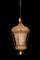 Mid-Century Venetian Mouth-Blown Glass Lantern in Gold Painted Metal Frame, 1940s, Image 12