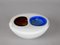 Italian White, Amber and Blue Submerged Murano Glass Bowl by Flavio Poli, 1970s 6