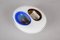 Italian White, Amber and Blue Submerged Murano Glass Bowl by Flavio Poli, 1970s 17