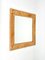 Espejo de pared cuadrado de ratán y bambú atribuido a Vivai Del Sud, Italia, años 70, Imagen 3
