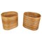 Maceteros o jarrones Mid-Century ovalados de ratán y bambú, años 60. Juego de 2, Imagen 1