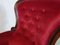 Victorian Grandfather Armchair in Raspberry Velvet 4